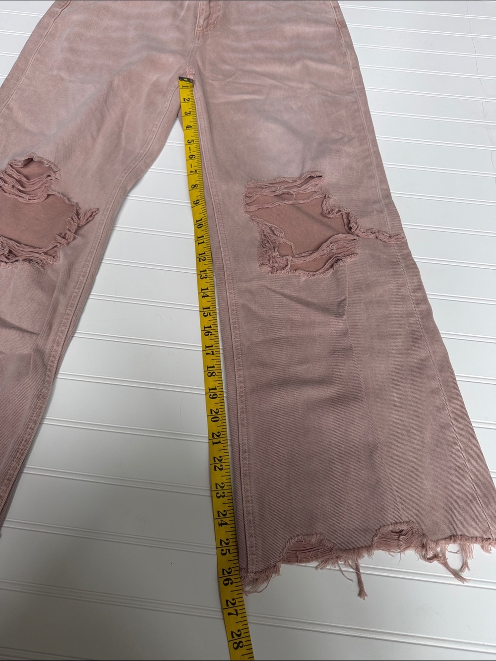 (326)VERVET July Song Pink Distressed 90s Crop Flare Jeans Size 29 V2737 - Picture 6 of 7